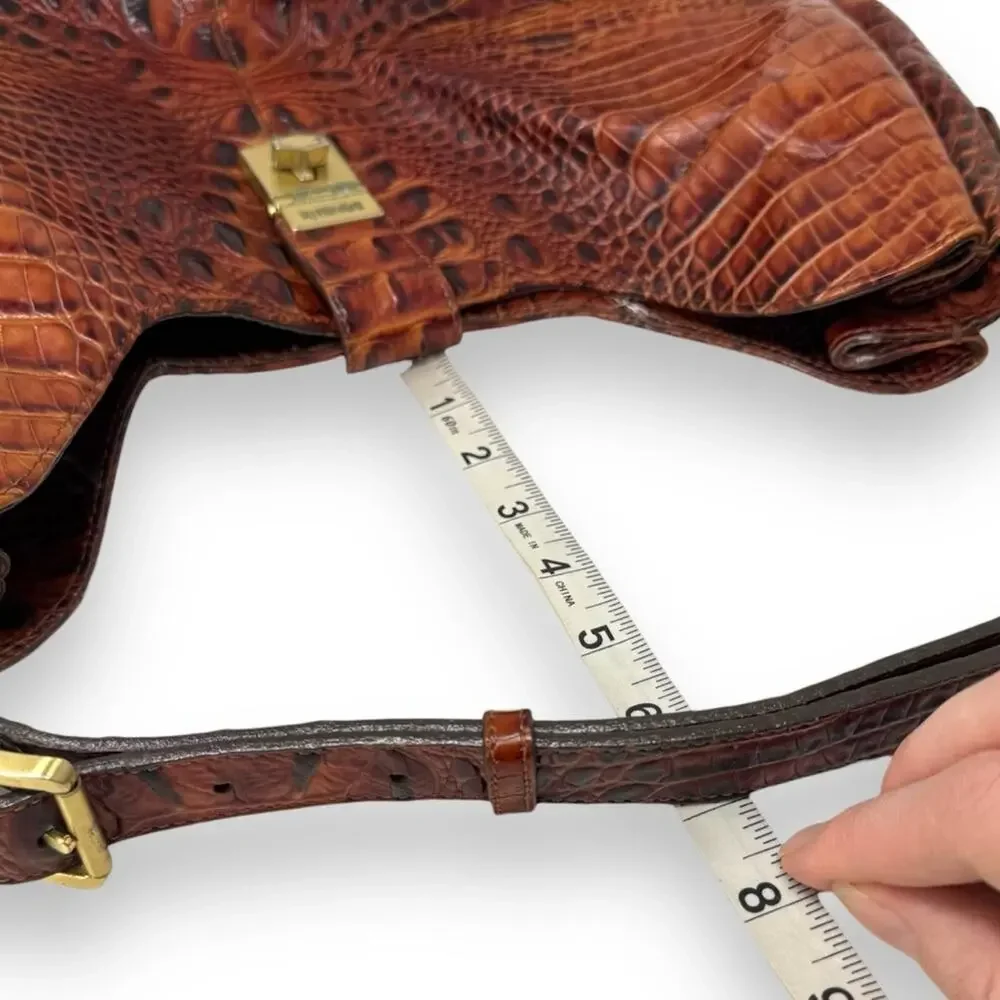 Brahmin Rhoda Pecan Croc-Embossed Genuine Leather Hobo Shoulder Bag Women’s